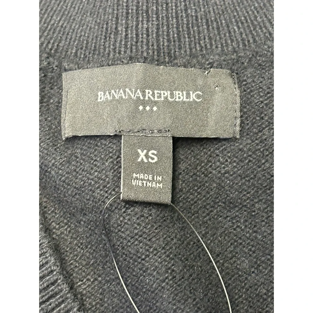 Nwt Banana Republic Men's V-Neck Knit Sweater Black‎ XS Cotton Blend